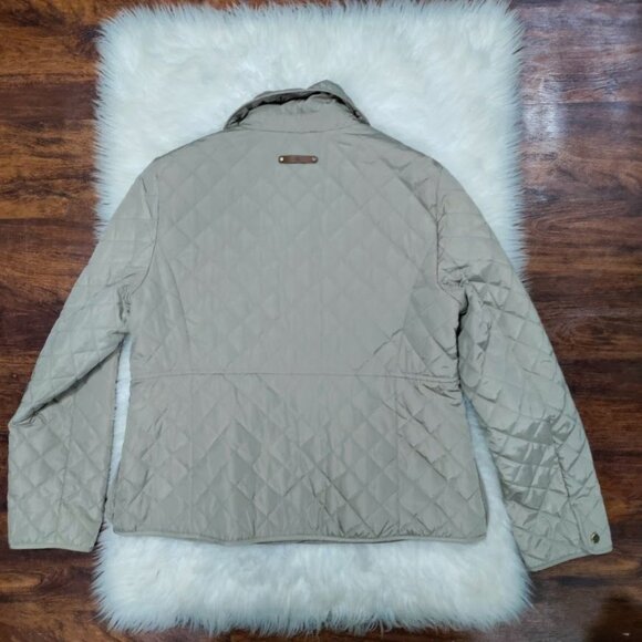 Lauren Ralph Lauren Womens Petite Large Snap Button Quilted Utility Jacket Beige - Picture 5 of 13